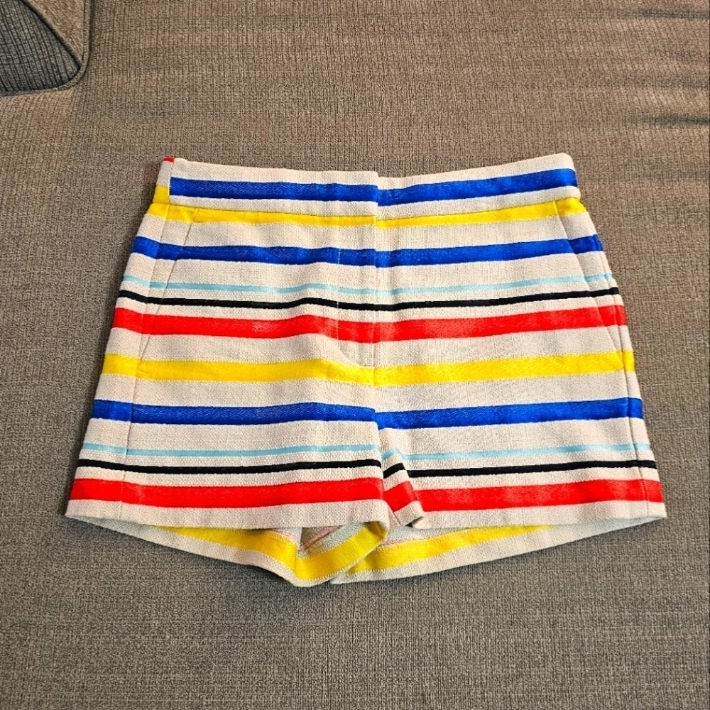 J. Crew Jacquard Basket Weave Colorful Striped Casual  Boho Shorts Size 0